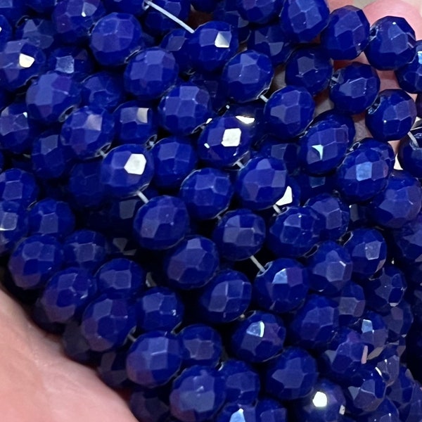 4mm, 6mm, 8mm Glass rondelle beads, Royal blue beads, glass beads, jewelry making beads bracelet beads seed beads