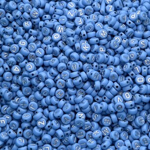 7mm Alphabet Beads, Blue Jean With Silver Letters Beads for Kids