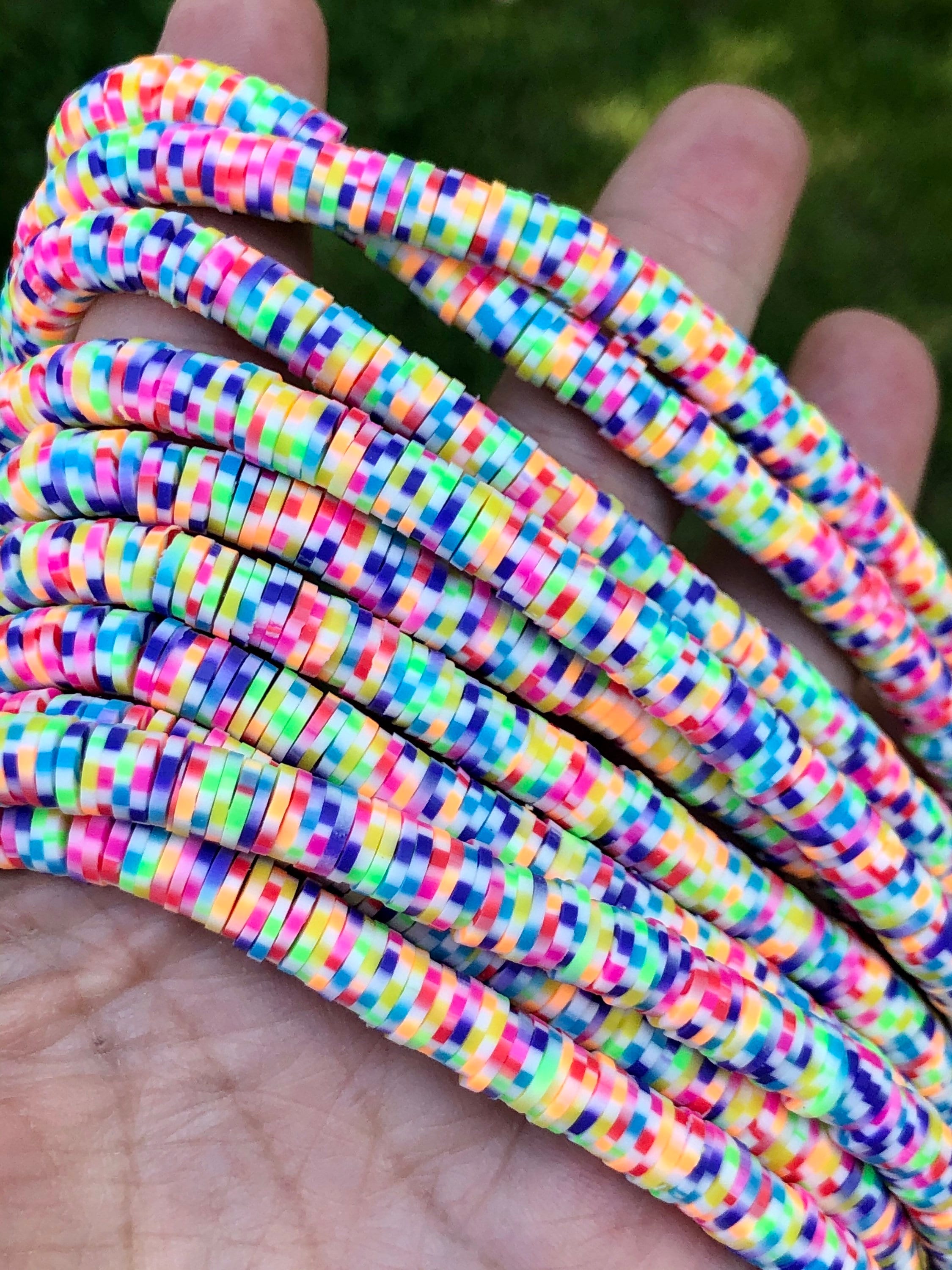 4mm, 6mm & 8mm Vinyl Heishi Beads, Confetti Dot, Jewelry Beads, African  Vinyl Beads, Polymer Clay, Bracelet Beads, 350-400 Beads per Strand 