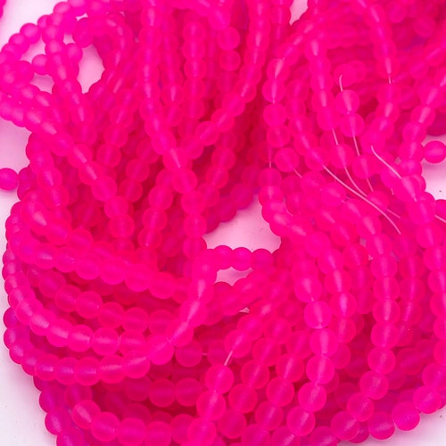 Hot Pink 6mm Glass Beads Etsy