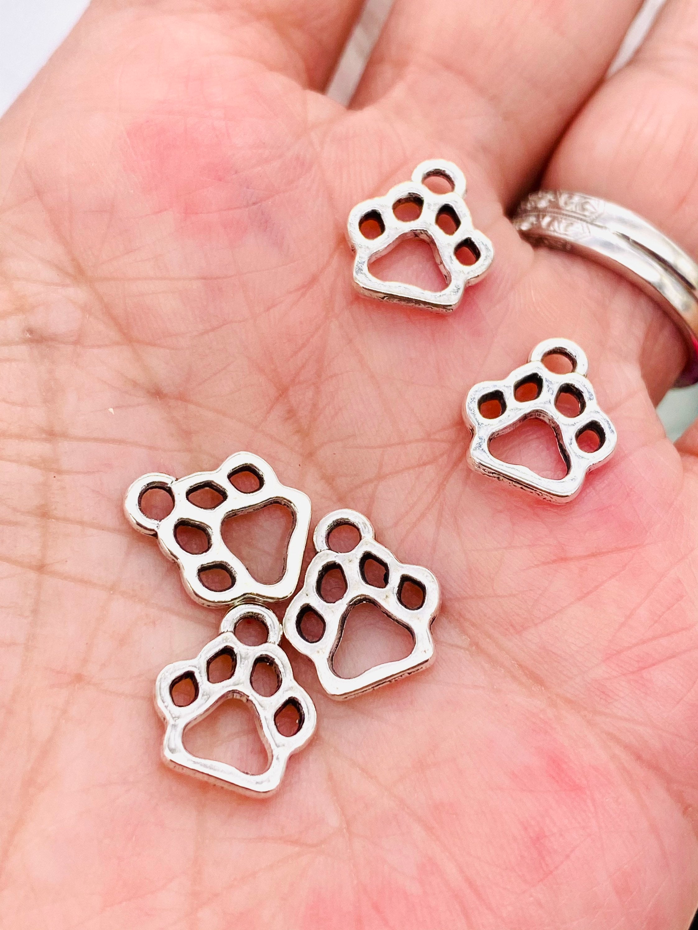 Dog Paw Charms Dog Charms Gold Charms Silver Charms Animal Etsy