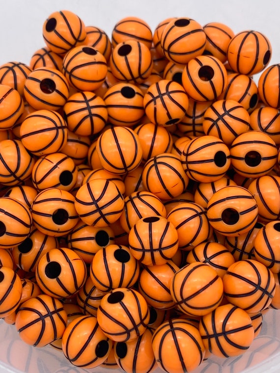 12mm Acrylic Basketball beads, sports beads, jewelry making beads,  basketball beads, beads for kids