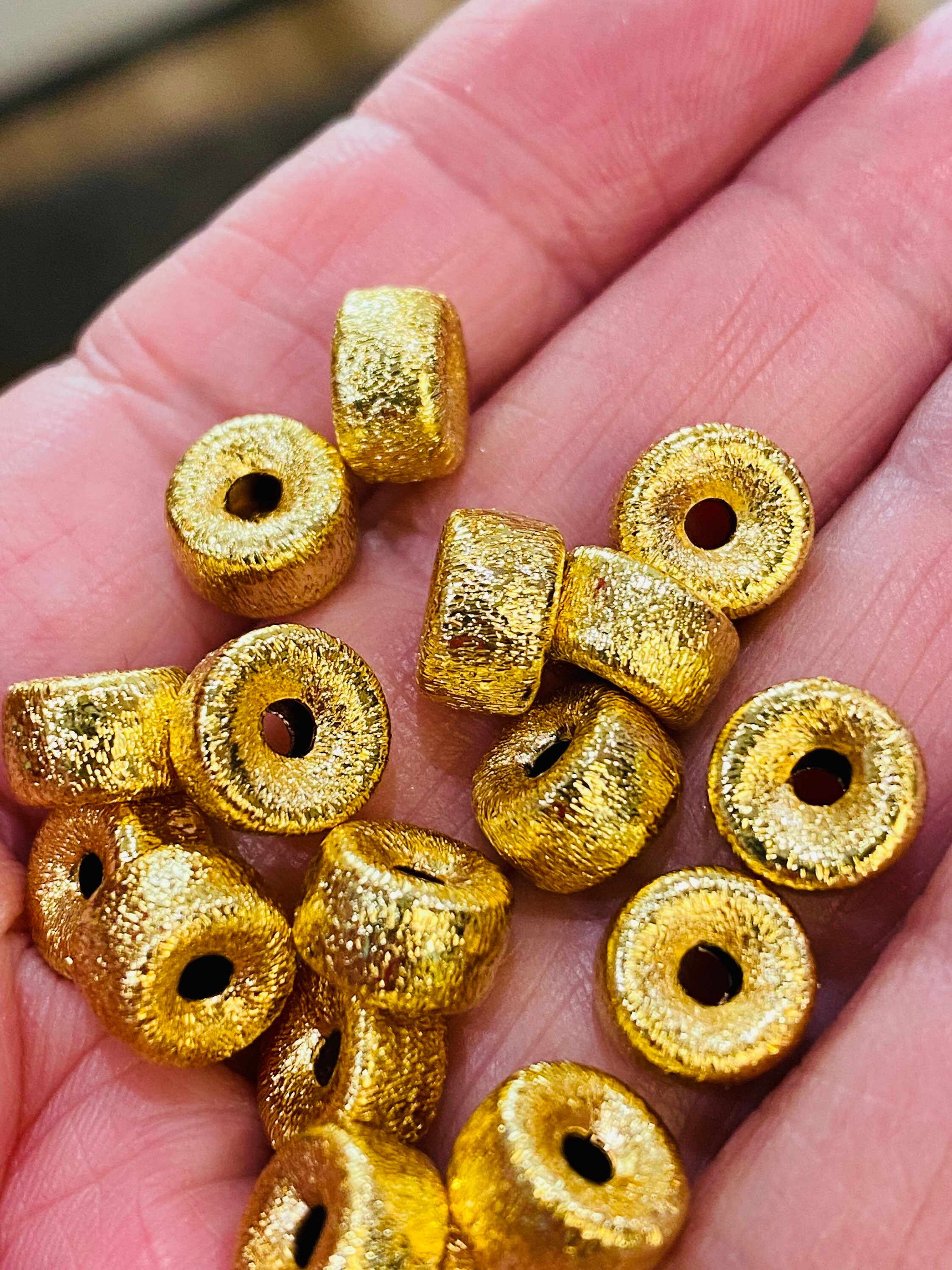 6mm 8mm 18k Gold Plated Spacer Beads Brushed Gold Beads Etsy