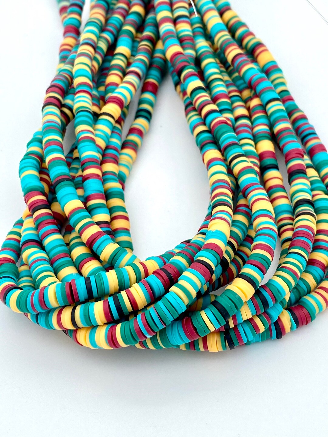 6mm Vinyl Heishi Beads, Kendalls Rainbow, Rainbow Beads, Polymer Clay