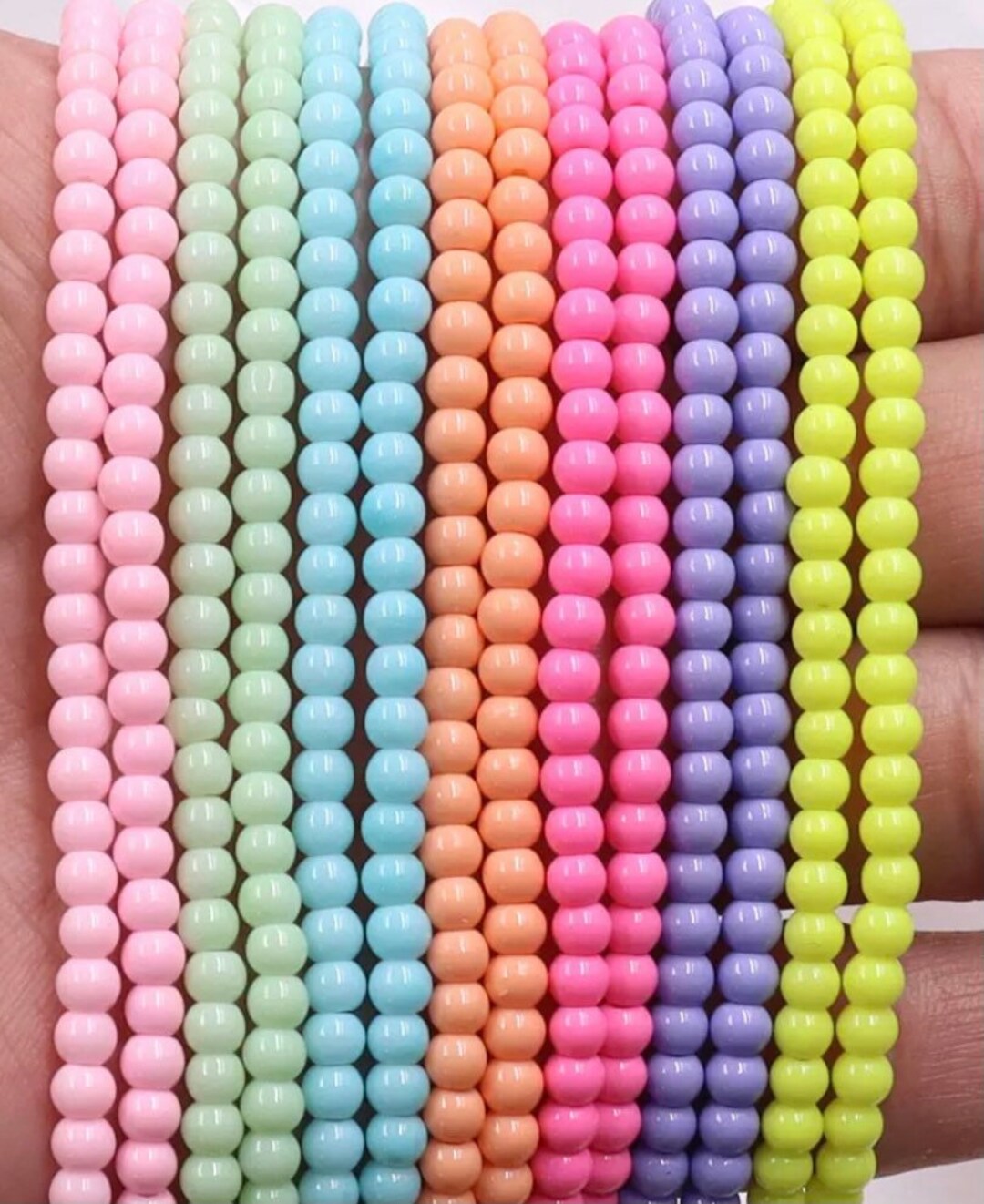 4mm,5mm, 6mm Glass Beads, Jewelry Making Beads, Neon Beads, Pastel