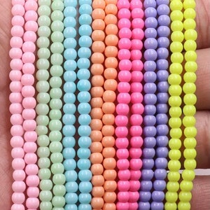 4mm,5mm, 6mm glass beads, jewelry making beads, neon beads, pastel beads, bracelet beads, glass jewelry beads