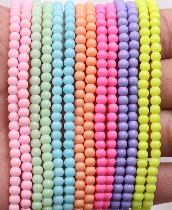 4mm5mm 6mm Glass Beads Jewelry Making Beads Neon Beads Etsy