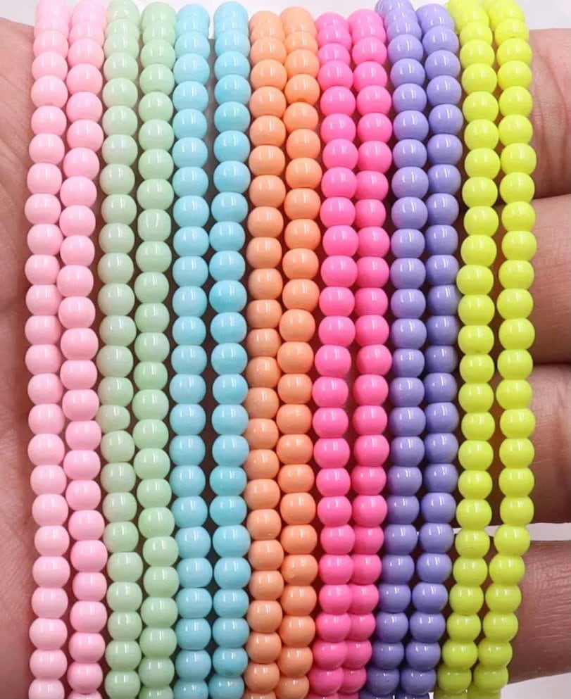 1 Strand 4mm 6mm Glass Beads, Pastel Beads, Bracelet Bead, Opaque Glass  Beads, Frosted Glass Beads, Multi-color Beads, Neon Beads CB0096 