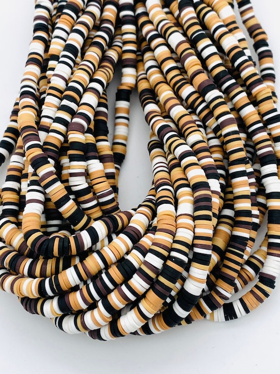 6mm Vinyl Heishi Beads, Chocolate Mix, Polymer Clay Beads, Jewelry Beads,  Bracelet Beads, 350-400 Beads per Strand 