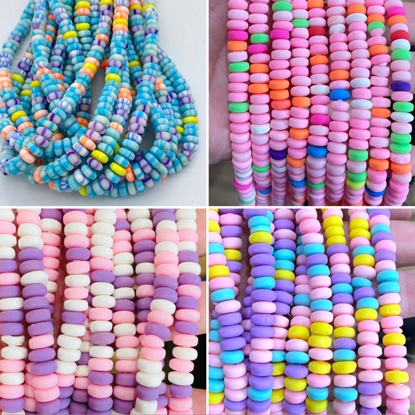 6mm polymer clay beads Rondelle shaped beads, spacer beads, jewelry beads, vinyl beads, rainbow beads, bracelet beads