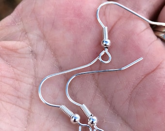 Sterling Silver earring hooks, fishhook earrings, earring wires, earring making, jewelry making, 10 pairs per pack
