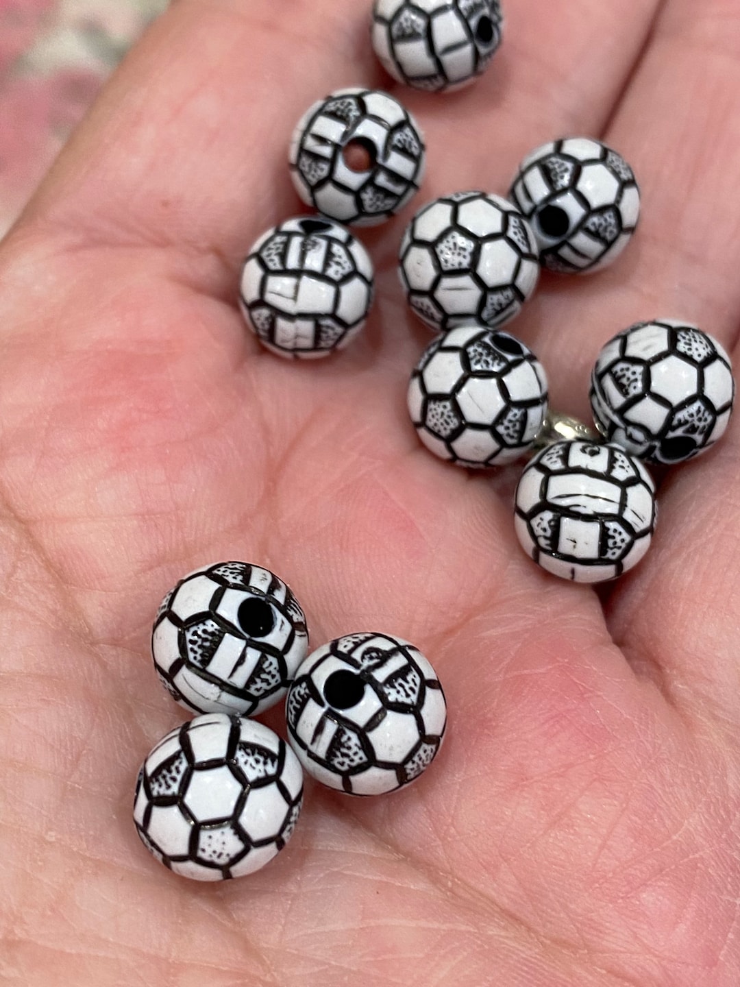 12mm Acrylic Soccer Ball Beads, Bracelet Beads, Sports Beads, Soccer