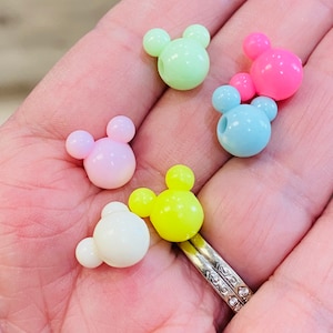 8mm acrylic mouse beads, beads for kids, acrylic beads, rainbow beads, animal beads, jewelry beads, 25 beads per pack