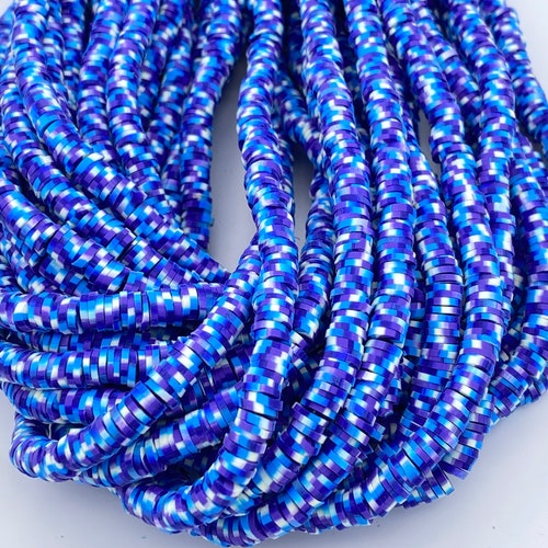 C 8mm Vinyl Heishi Beads Blue Patterned Polymer Clay Beads - Etsy