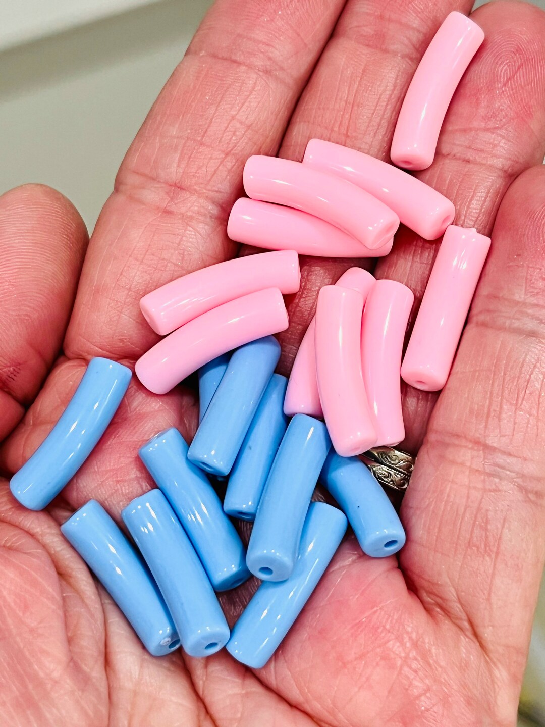 4mm Acrylic Tube Beads, 1 Bead per Pack Bracelet Beads, Bamboo Beads, Curved Tube Beads, Acrylic