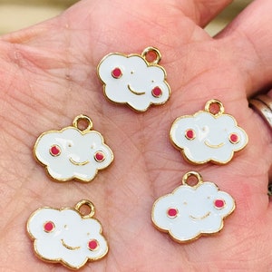 Cloud shaped charms, enamel charms, charm bracelets, jewelry making, stretchy bracelets, cute charms, 10 per pack