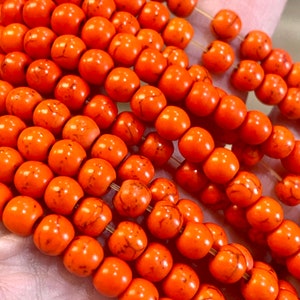 6mm orange turquoise beads, gemstone beads Halloween beads, orange jewelry beads bracelet beads stretchy bracelets jewelry making