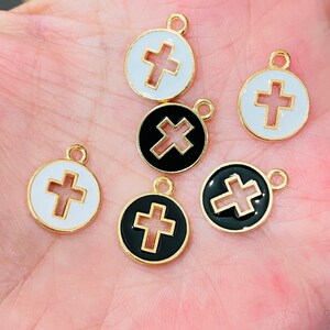 Enamel charms, cross charms, bracelet charms, jewelry charms, charm bracelets, cross shaped charms, cute charms