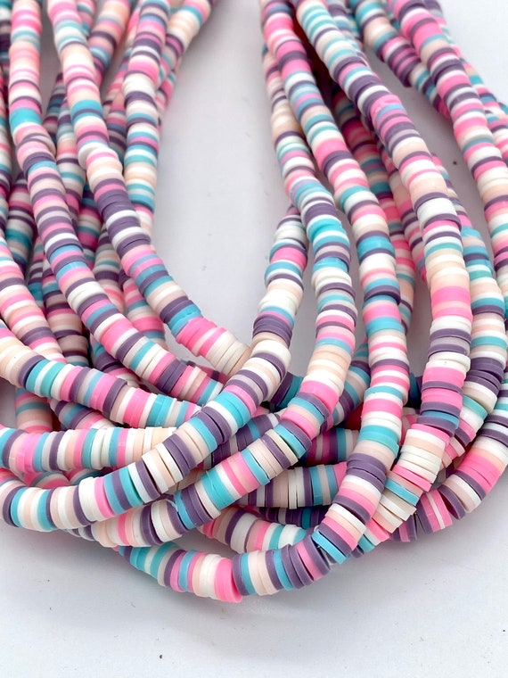 Candy Bead Necklace, Heishi Beads, Disc Beads, 6mm Polymer Clay Beads for  Jewelry Making, Heishi Necklace, Bright Colorful Beads
