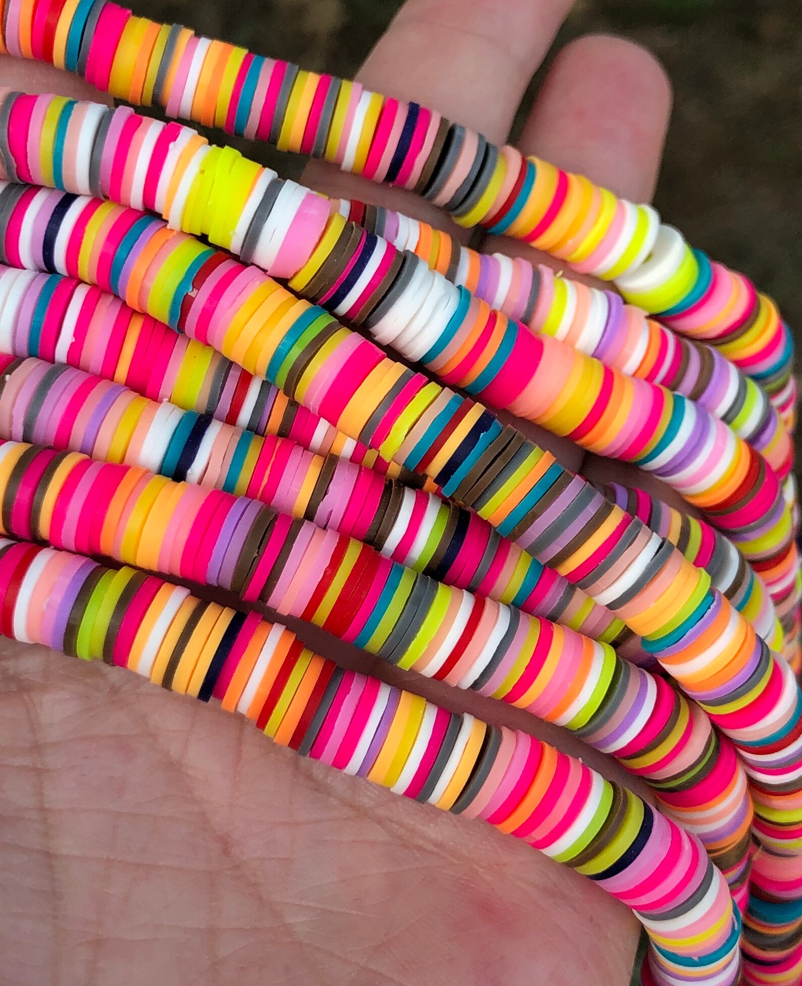 8mm Vinyl Heishi Beads Falling Leaves Rainbow Polymer Clay Etsy