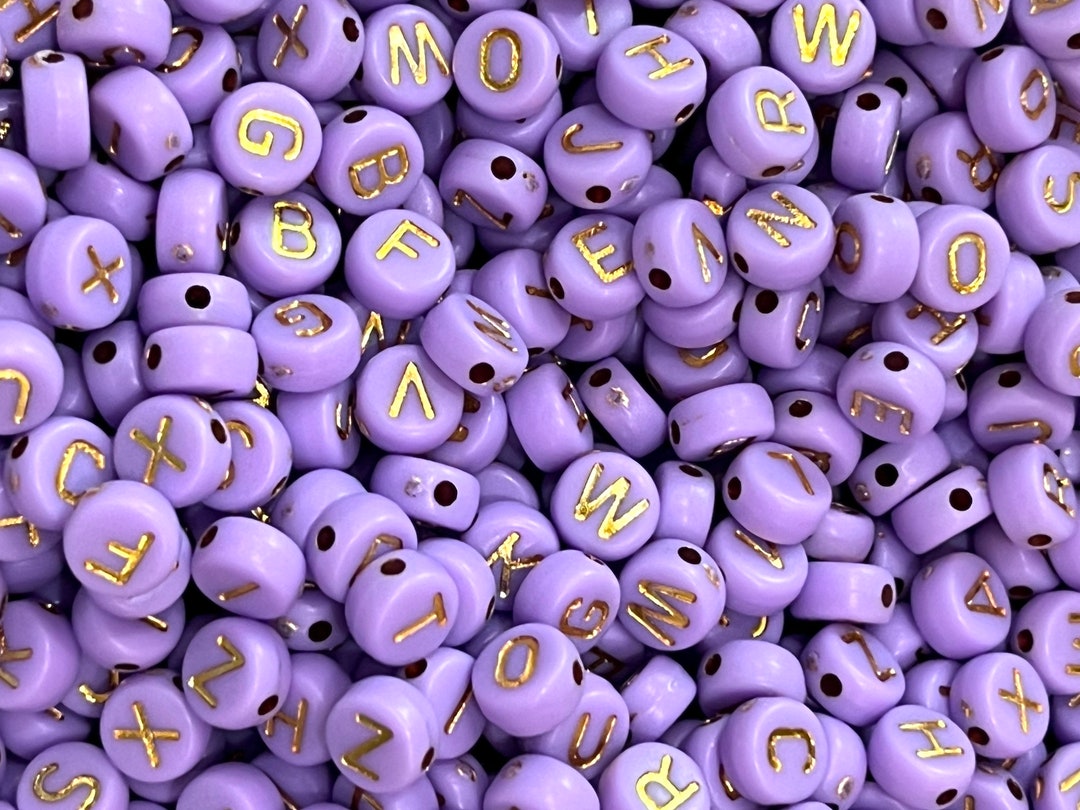 7mm Alphabet Beads, Lavender Beads for Kids, Word Beads Name Beads