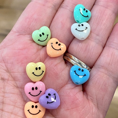 Flower Smiley Face Polymer Clay Beads Multicolor Smiley Etsy