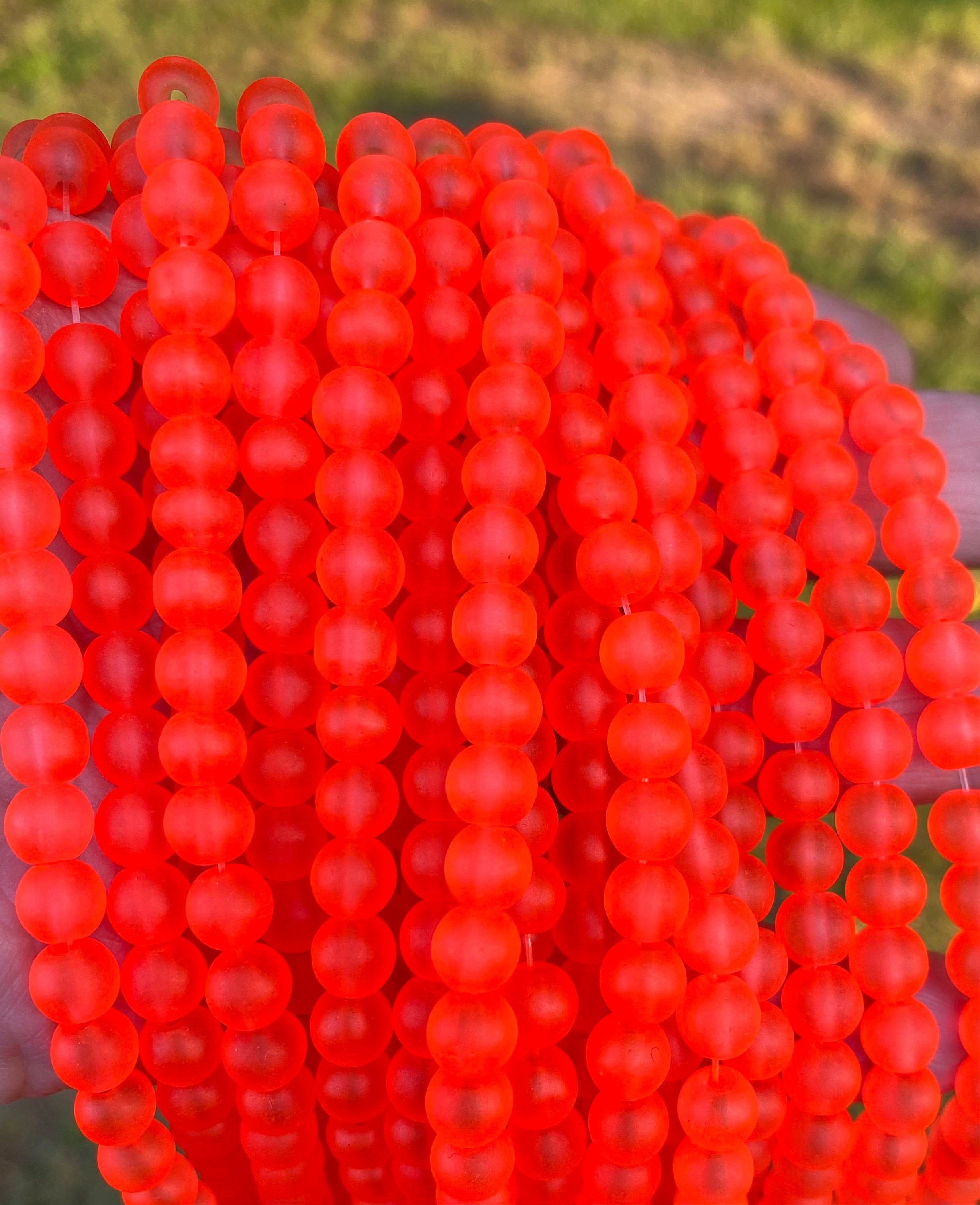 6mm 8mm Frosted glass beads Neon Orange beads glass beads Etsy