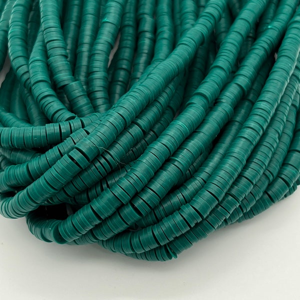 6mm vinyl Heishi beads Forest Green, polymer clay beads, jewelry making beads choker beads bracelet beads