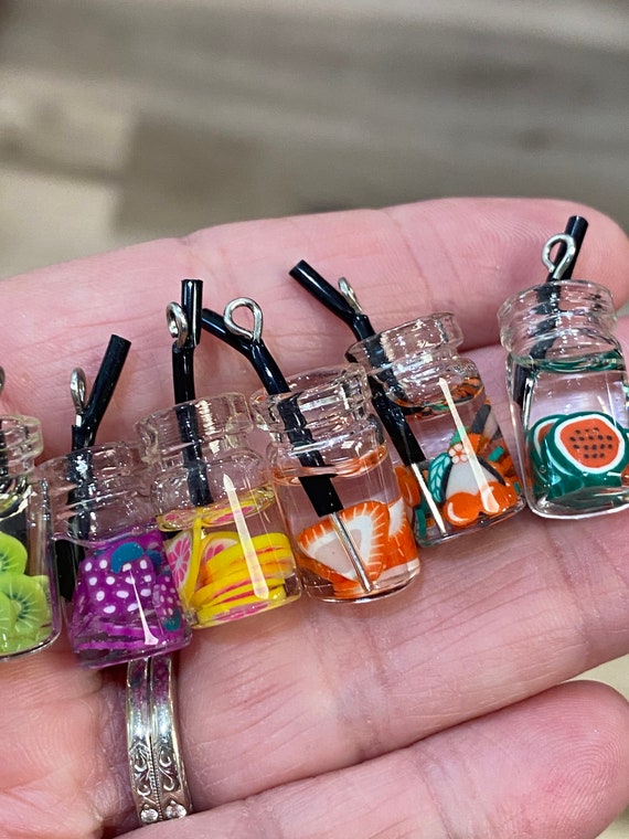 Glass Bottle Fruit Charms Fruit Charms Pendants Charm Etsy
