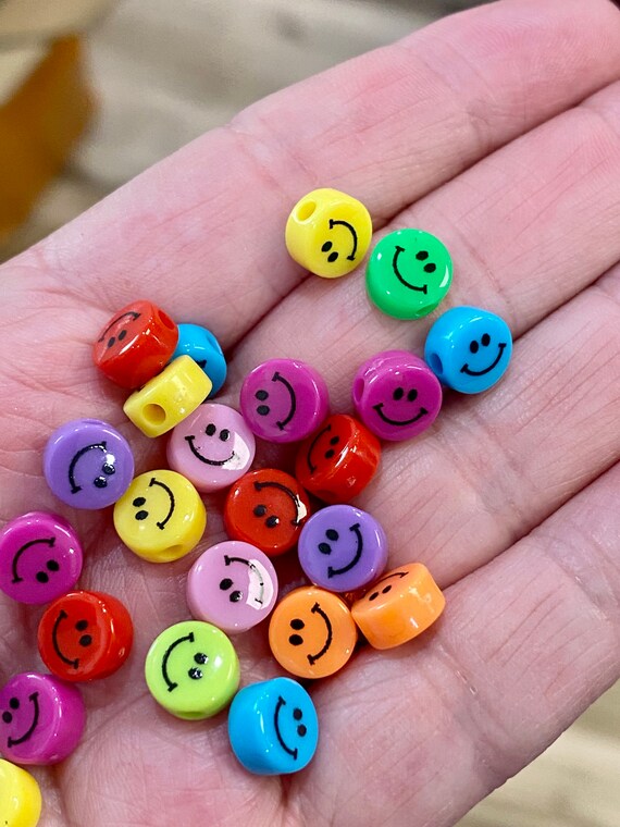7mm Acrylic Smiley Face Beads, Pink Smiley Face Beads, White Smiley Face  Beads, Beads for Kids, Bracelet Beads Stretchy Bracelets 