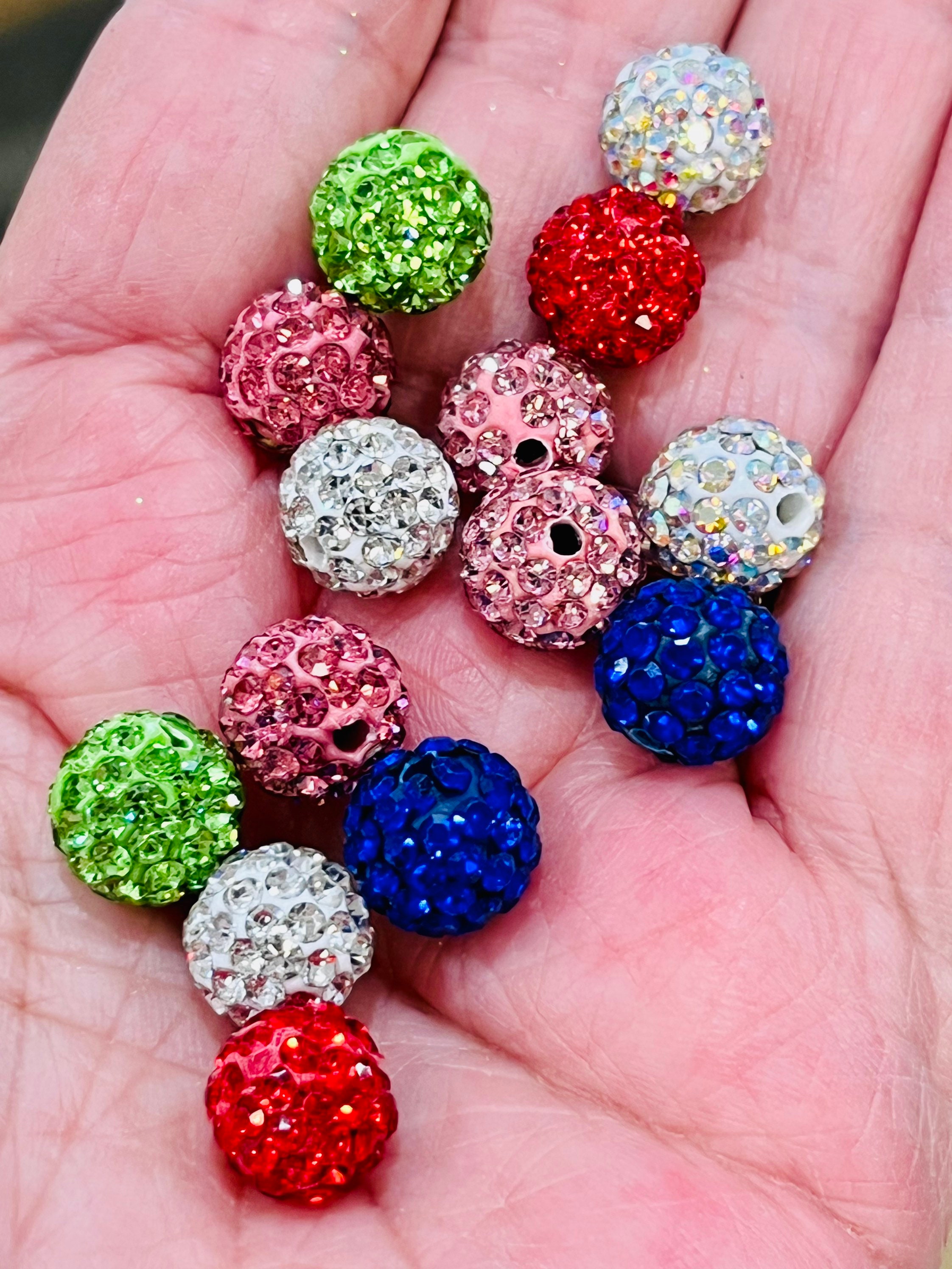 50-100pcs/lot 10mm Olive Green Rhinestone Clay Disco Ball Beads, Clay Beads