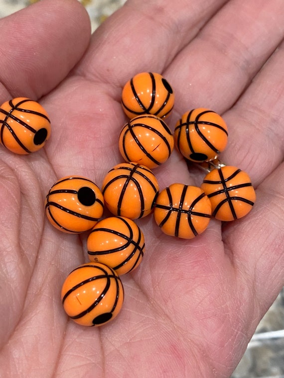 12mm Acrylic Basketball beads, sports beads, jewelry making beads,  basketball beads, beads for kids