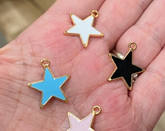 Star shaped charms, enamel charms, jewelry charms, charm bracelets, star charms, bracelet making, cute charms