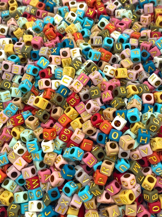 Alphabet Pastel Cube Beads - 300/Pack