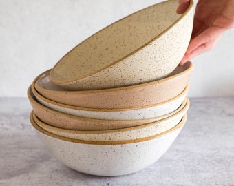 Large Ceramic Bowl | Wide Serving Bowl | Speckled Bowl | Handmade Ceramic Bowl | Salad Bowl | Fruit Bowl | Wedding Present | Housewarming