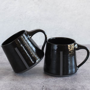 Black on Black Handmade Ceramic Mug Minimalist Pottery Mug Ceramic Coffee Cup Modern Pottery Tea Cup Minimal Monochrome Design image 3