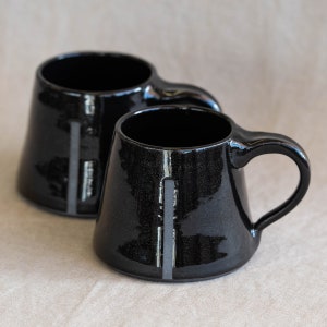 Black on Black Handmade Ceramic Mug Minimalist Pottery Mug Ceramic Coffee Cup Modern Pottery Tea Cup Minimal Monochrome Design image 1