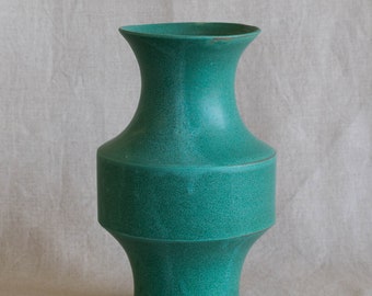 Handmade Ceramic Vase in Turquoise Glaze | Geometric Vase Sculpture | Modern Pottery | Wheel Thrown | Teal Aquamarine | Modernist Minimalist