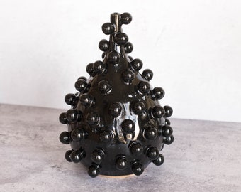 Black Blob Teardrop Vase | Handmade Ceramic Sculpture | Modern Pottery | Art Object Unique Interior Decor