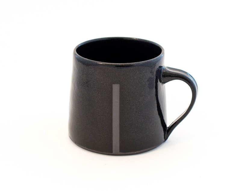 Black on Black Handmade Ceramic Mug Minimalist Pottery Mug Ceramic Coffee Cup Modern Pottery Tea Cup Minimal Monochrome Design image 4