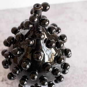 Black Blob Teardrop Vase Handmade Ceramic Sculpture Modern Pottery Art Object Unique Interior Decor image 2