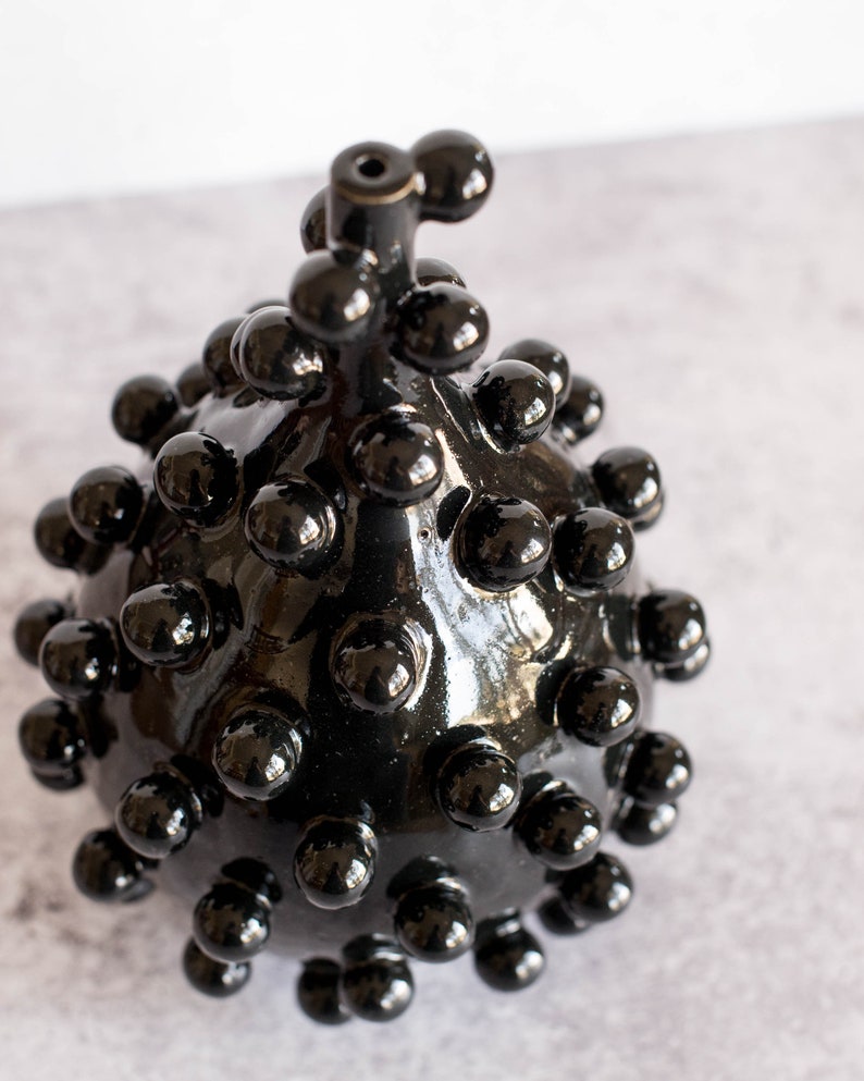 Black Blob Teardrop Vase Handmade Ceramic Sculpture Modern Pottery Art Object Unique Interior Decor image 2