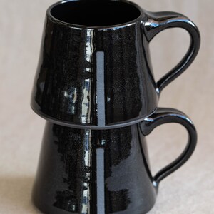 Black on Black Handmade Ceramic Mug Minimalist Pottery Mug Ceramic Coffee Cup Modern Pottery Tea Cup Minimal Monochrome Design image 2