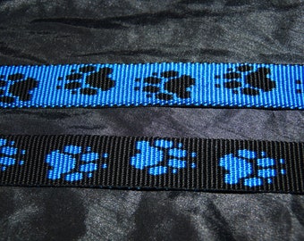 Pattern webbing paw blue/black 25 mm