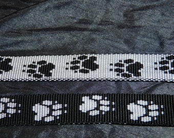 Sample webbing paw black/white 15 mm