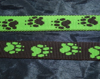 Sample webbing paw green/dark brown 15 mm