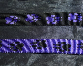 10 Meter Mustergurtband Pfote lila/schwarz 25mm