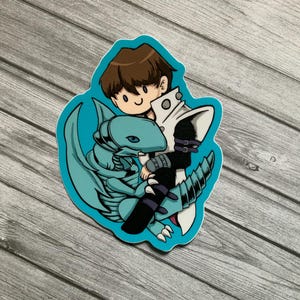 Blue Eyes White Dragon Rider Nostalgia Card Game Anime Waterproof Sticker