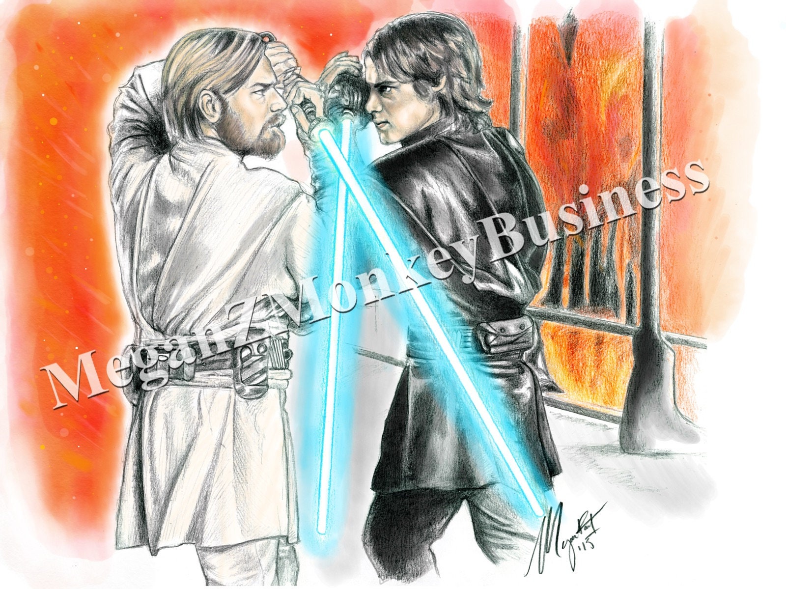 Star Wars - Anakin Vs Obi Wan Art Print - Etsy