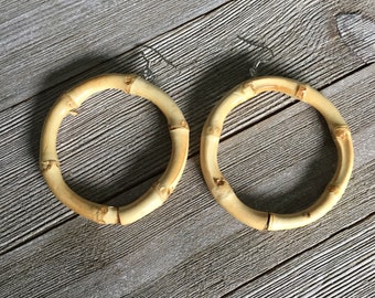 Real Bamboo Earrings - Round Tiki Hoop 1950s